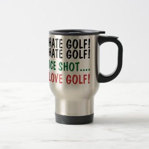 Grappig Golfer, ik haat Golf! Ik hou van Golf! Reisbeker
