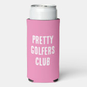 Grappig " Golfers Club." Roze en Wit Seltzer Blikjeskoeler (Seltzer Achterkant)