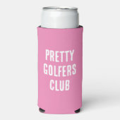 Grappig " Golfers Club." Roze en Wit Seltzer Blikjeskoeler (Seltzer Voorkant)