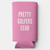 Grappig " Golfers Club." Roze en Wit Seltzer Blikjeskoeler (Achterkant)