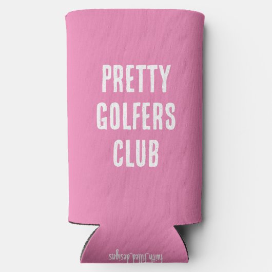Grappig " Golfers Club." Roze en Wit Seltzer Blikjeskoeler (Achterkant)