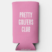 Grappig " Golfers Club." Roze en Wit Seltzer Blikjeskoeler (Voorkant)