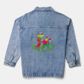 Grappig golfgat in één denim jas jacket (Achterkant)