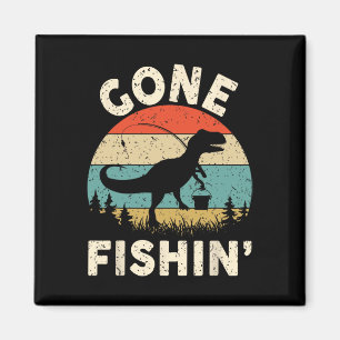 Grappig Gone Fishing-shirt Mannen Vrouwen Jongens  Magneet