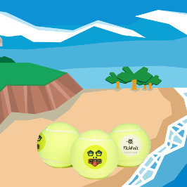 Grappig goofy gezicht tennisballen