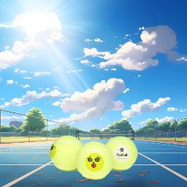 Grappig goofy gezicht tennisballen