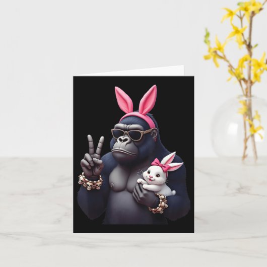 Grappig Gorilla Bunny Cool Easter, Schattige &amp; Kaart (Gele Bloem)