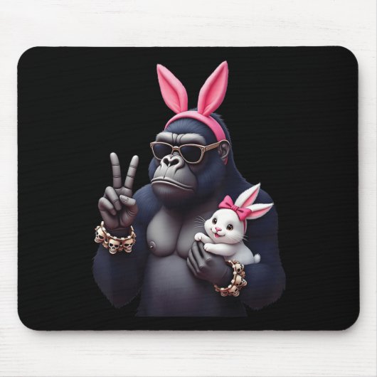 Grappig Gorilla Bunny Cool Easter, Schattige & Muismat (Voorkant)