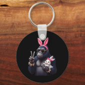 Grappig Gorilla Bunny Cool Easter, Schattige & Sleutelhanger (Voorkant)