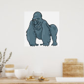 Grappig Gorilla Cool Blue Ape Animal Design Poster (Keuken)