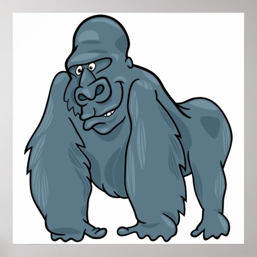 Grappig Gorilla Cool Blue Ape Animal Design Poster (Voorkant)