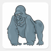 Grappig Gorilla Cool Blue Ape Animal Design Vierkante Sticker (Voorkant)