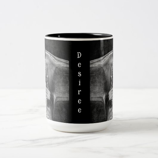 Grappig gotisch zwart-wit skelet tweekleurige koffiemok (Center)