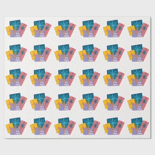 Grappig Goud Rood Wit Groen Pine Kerstcadeaus Cadeaupapier (Vlak)