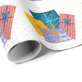 Grappig Goud Rood Wit Groen Pine Kerstcadeaus Cadeaupapier (Rol Hoek)