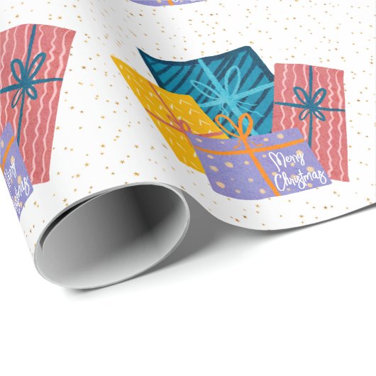 Grappig Goud Rood Wit Groen Pine Kerstcadeaus Cadeaupapier (Rol Hoek)