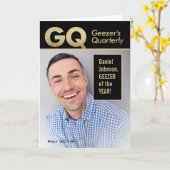 Grappig GQ- Geezer's Quarterly Custom Photo Birthd Kaart (Gele Bloem)