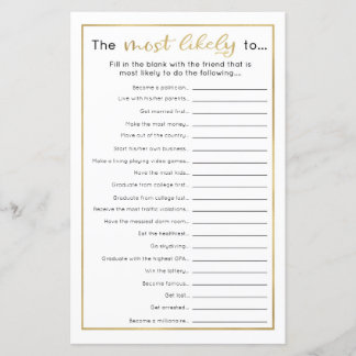 Grappig graduation Party Game - Meest waarschijnli