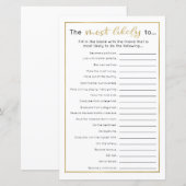 Grappig graduation Party Game - Meest waarschijnli (Voorkant / Achterkant)