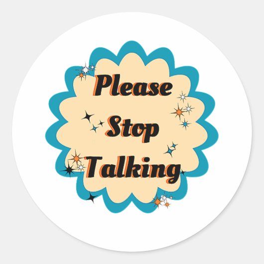 Grappig grafisch geel ontwerp stop alsjeblieft met ronde sticker (Voorkant)