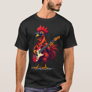 Grappig Grafisch Ontwerp Haan Rock Band Gitaar T-shirt