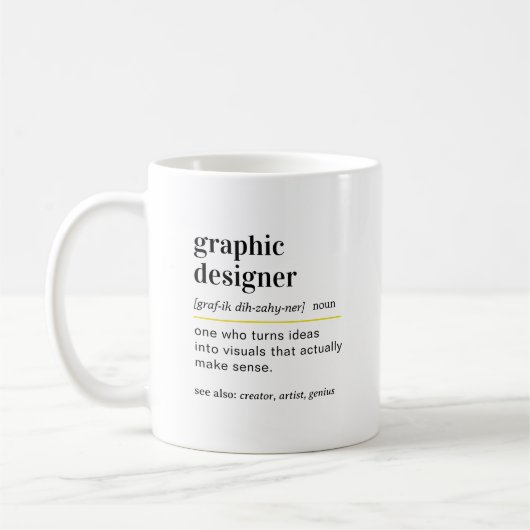 Grappig grafisch ontwerper definitie cadeau koffiemok (Links)