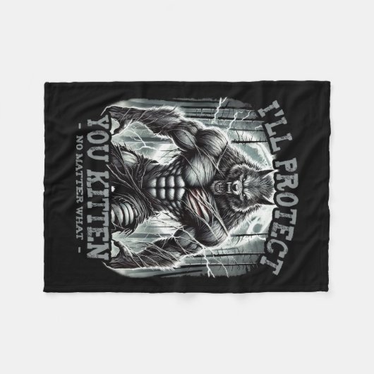 Grappig grafisch T-shirt Ik zal je beschermen Kitt Fleece Deken (Voorkant (Horizontaal))