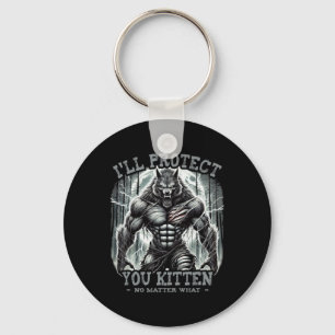 Grappig grafisch T-shirt Ik zal je beschermen Kitt Sleutelhanger