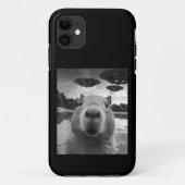 Grappig Graphic Capybara Selfie met UFO's Raar Case-Mate iPhone Case (Achterkant)