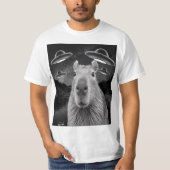 Grappig Graphic Capybara Selfie met UFO's Raar T-shirt (Voorkant)