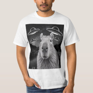 Grappig Graphic Capybara Selfie met UFO's Raar T-shirt