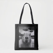 Grappig Graphic Capybara Selfie met UFO's Raar Tote Bag (Voorkant)