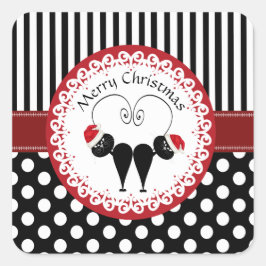 Grappig grappig kerstman kattenpaar vierkante sticker