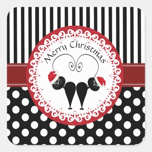 Grappig grappig kerstman kattenpaar vierkante sticker (Voorkant)