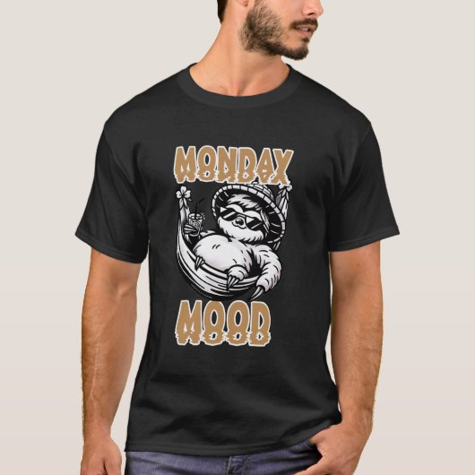 Grappig Grappig Luiaard Ontwerp Maandag Stemming W T-shirt (Voorkant)