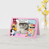 Grappig grappige cartoons op roze kaart (Gele Bloem)