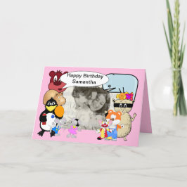 Grappig grappige cartoons op roze kaart