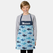 Grappig grappige haaien met piratenpetten op blauw schort (Gedragen)