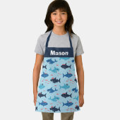 Grappig grappige haaien met piratenpetten op blauw schort (Insitu)