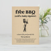Grappig gratis BBQ-koppels Baby shower Kaart (Staand voorkant)