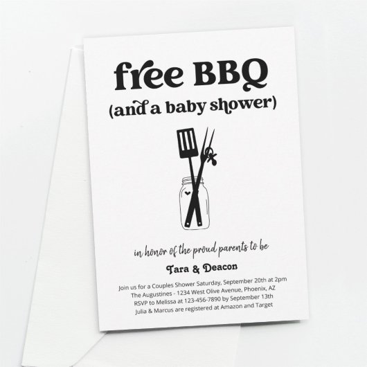 Grappig gratis BBQ-koppels Baby shower Kaart