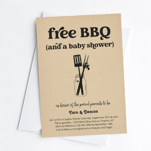 Grappig gratis BBQ-koppels Baby shower Kaart