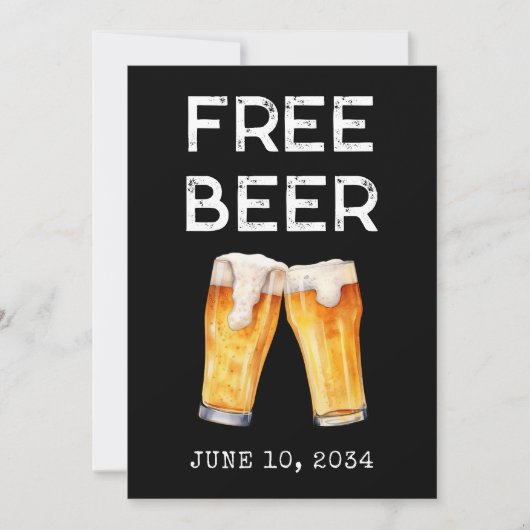 Grappig gratis bier 2024 afstudeerfeest uitnodigin kaart (Voorkant)