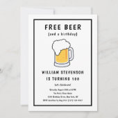 Grappig Gratis Biergrap Eenvoudig Man 100e Verjaar Kaart (Voorkant)