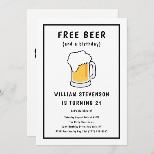 Grappig Gratis Biergrap Eenvoudig Man 21ste Verjaa Kaart (Voorkant / Achterkant)