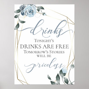 Grappig Gratis Dranken Bar Menu Bord Poster