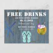 Grappig gratis Drink Beach Wedding Save the Dates Aankondigingskaart (Voorkant)