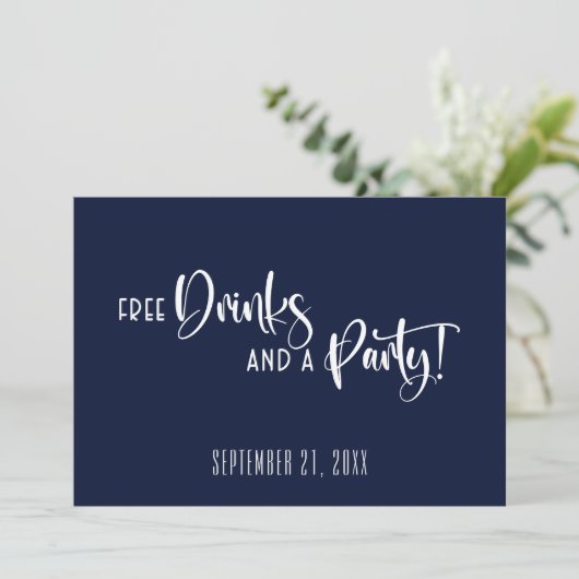Grappig gratis Drink party Wedding Save the Date (Staand voorkant)