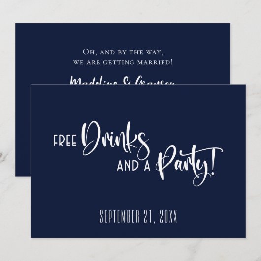 Grappig gratis Drink party Wedding Save the Date (Voorkant / Achterkant)