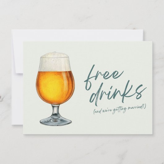 Grappig Gratis Drinken Bierfoto Brouwerij Bruiloft Save The Date (Voorkant)